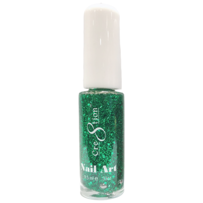 Cre8tion Nail Art Design Thin Detailer, Green Glitter, 0.33oz, 1101-0948